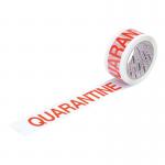Printed Tape Quarantine Polypropylene 50mm x 66m Red on White [Pack 6]