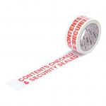 Printed Tape Contents Checked Polypropylene 50mm x 66m Red on White [Pack 6]