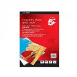 5 Star Paper Inkjet Photo Gloss Fast Drying 175gsm 100x150mm [50 Sheets]