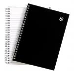 5 Star Notebook Wirebound Hard Cover Ruled 80gsm A5 Black [Pack 5]