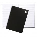 5 Star Notebook Casebound Hard Cover Ruled 80gsm A4 Black [Pack 5]
