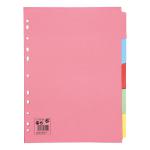 5 Star Subject Dividers Multipunched Manilla Board 5-Part A4 Assorted Pack of 10
