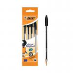 Bic Cristal Med Ball Pens Pch 4 Black