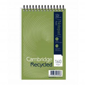 Cheap Stationery Supply of Cambridge Notebook Recycled Wirebound 70gsm Headbound Ruled 160pp 200x125mm 100080468 Pack of 10 Office Statationery