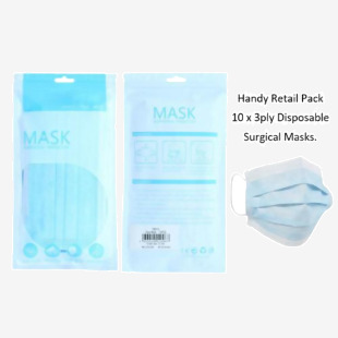 Disposable Surgical Face 3 Ply Mask Retail Packed 10s NWT5251
