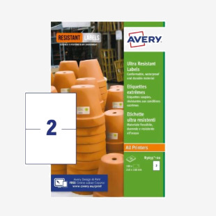 Avery B3655-20 Ultra Resistant Labels 50 sheets - 2 Labels per Sheet 32747J