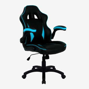 Nautilus Designs Predator Executive Ergonomic Gaming Style Office Chair with Folding Arms, Integral Headrest and Lumbar Support - BlackBlue BCP/H600/BK/BL