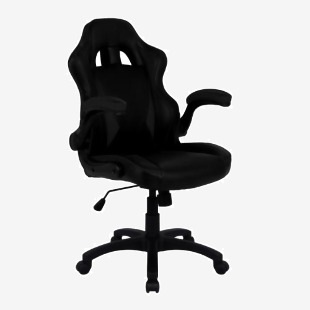 Nautilus Designs Predator Executive Ergonomic Gaming Style Office Chair with Folding Arms, Integral Headrest and Lumbar Support - Black BCP/H600/BK