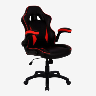 Nautilus Designs Predator Executive Ergonomic Gaming Style Office Chair with Folding Arms, Integral Headrest and Lumbar Support - BlackRed BCP/H600/BK/RD