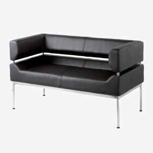 Benotto reception 2 seater chair 1270mm wide - black bonded leather BEN50002
