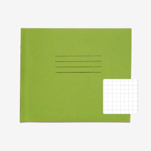 RHINO 138 x 165 Exercise Book 24 Pages 12 Leaf Light Green 10mm Squared VEX032-172-2