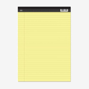 RHINO A4 Legal Pad Perforated 100 Pages 50 Leaf Yellow Paper 8mm Lined with Margin RPY4FM-0
