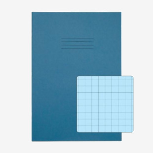 RHINO A4 Tinted Exercise Book 48 Pages 24 Leaf Light Blue with Blue Paper 10mm Squared EX681339B-2