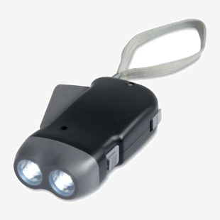 The Click Medical torch is sleek and compact, with a sturdy ABS body and two bright LED lights. It features a dynamo power source, ensuring reliable and long-lasting use. The black body is accented with red details and a textured grip for easy handling.