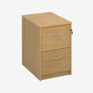 Wooden 2 drawer filing cabinet with silver handles 730mm high - oak LF2O