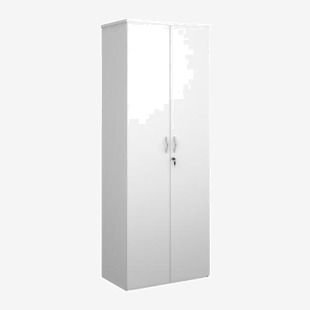 Universal double door cupboard 2140mm high with 5 shelves - white R2140DWH