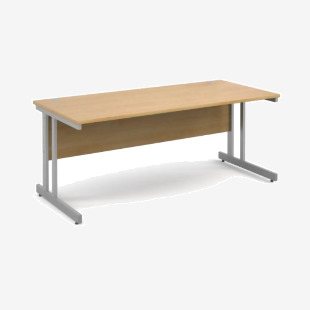 The Dams International Desking Momento straight desk features a sleek silver cantilever frame and a stunning oak top. With a spacious 1800mm x 800mm surface, this desk is perfect for any modern office space. Its clean lines and minimalist design create a professional and functional workspace, while the durable oak top provides a touch of natural beauty. This desk is a timeless addition to any office setting.