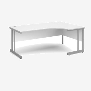 Momento right hand ergonomic desk 1800mm - silver cantilever frame, white top MOM18ERWH