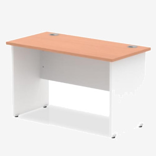 Impulse 800 x 600mm Straight Office Desk Beech Top White Panel End Leg TT000075
