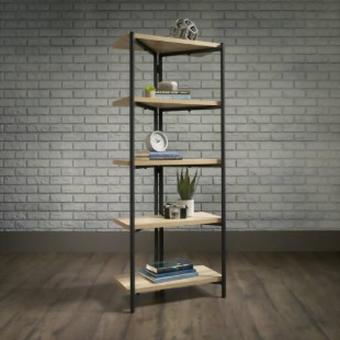 Teknik Office Industrial Style Chunky 4 Shelf Bookcase with Durable Black Metal Frame Charter Oak Effect and Generously Sized Shelves 5422095