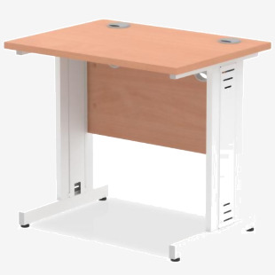 Impulse 800 x 600mm Straight Office Desk Beech Top White Cable Managed Leg MI002888