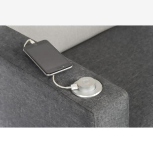Teknik Office Left Hand Specific Cube Modular Reception chair arm in Grey fabric with inbuilt discreet USB port 6972L
