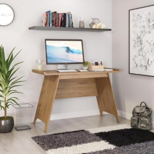 Teknik Office Towson Trestle Desk Beaufort Oak Stylish Curve Desktop Angled Legs 7700001
