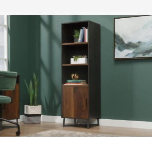 Teknik Office Canyon Lane 3 Shelf Bookcase with a door Brew Oak finish with Grand Walnut accents 3 sturdy 1 inch thick adjustable shelves and black po 5425303