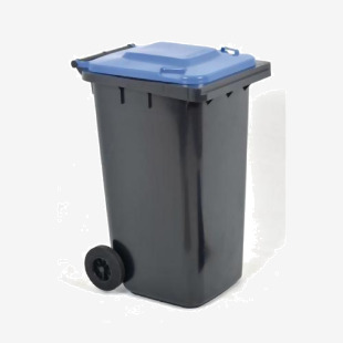 Recycling wheelie bins with grey body and choice of 4 coloured lids 406834