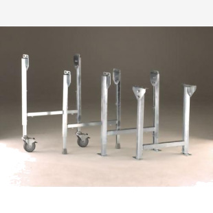 Gravity fed conveyor track stands with 100mm dia. braked castors 320208
