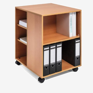 Durable 6 Shelve Office Filing Storage Trolley on Wheels - 75cm Beech 311347