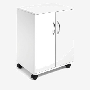 Durable 2 Door Office Filing Storage Trolley on Wheels - 75cm White 311502