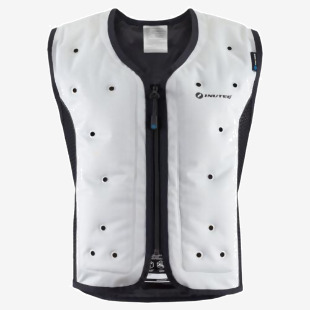 The image shows a silver bodywarmer by Inuteq B.V. with Bodycool Smart technology. It is a large size and has the Inuteq logo on the front. The bodywarmer has a sleek design and is made with high-quality materials.