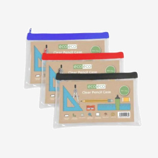 eco-eco 90% Recycled Clear Flat Pencil Case - 20x13cm ECO183-S