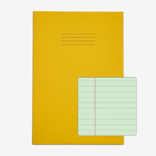 Rhino Stationery RHINO Special Ex Book A4 48 page, Yellow with Tinted Green Paper, F8M (Pack of 10) PEX68139G-0