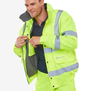 Beeswift Bomber Jacket Fleece Lined Hi Vis Yellow Medium CBJFLSYM