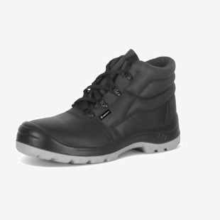 The image features a pair of sleek black Beeswift boots with 4 D-rings and a scuff cap for protection. The boots appear sturdy and durable, suitable for tough work environments.