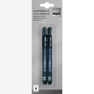 Sigel Liquid Chalk Water-Based Marker Black easy wipe 1-2mm bullet tip  LCMBULBK