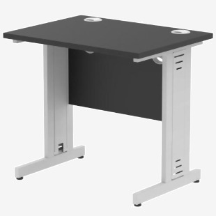 Impulse 800 x 600mm Straight Office Desk Black Top Silver Cable Managed Leg I004982