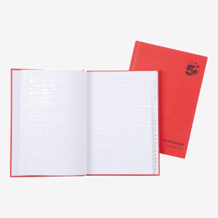 5 Star Casebound Notebook Ruled and Indexed 192 Pages A5 70gsm Red (Pack of 5) 912904 FS912904