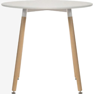Teknik Office Skandi Round Table in White with wipe clean top, beech legs and easy self assembly 8300