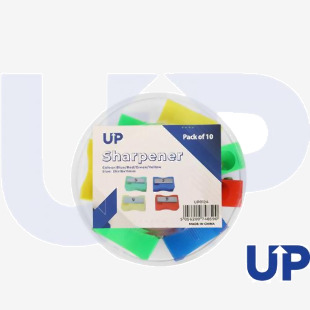 UP Single Hole Plastic Pencil Sharpener Assorted (10) UP0124