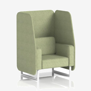 Brixworth 1 Seater Open Booth With White Legs In Rivet Fabric - Burnish Panels And Sofa SF002012