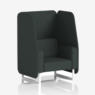 Brixworth 1 Seater Open Booth With White Legs In Rivet Fabric - Charcoal Panels And Sofa SF002013