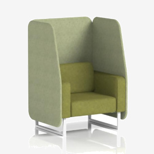 Brixworth 1 Seater Open Booth With White Legs In Rivet Fabric - Burnish Panels And Olive Sofa SF002042