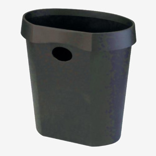 In the photograph, there are multiple Avery Eco Office Bins in black. Each bin has a capacity of 18 litres and is labeled with the Avery DTR Eco logo. The bins are rectangular in shape and have a sleek, modern design. They appear to be made of recyclable material and have a matte finish. Overall, the bins exude a clean and environmentally-friendly aesthetic.