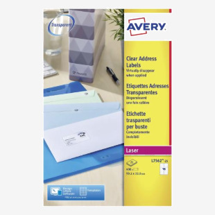 Avery Clear Laser Labels 99x34mm (Pack of 400) L7562-25 AVL7562S