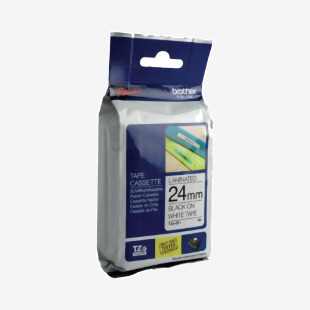 Brother P-Touch TZe Lam Tape Cassette 24mm x 8m Black on White Tape TZE251 BA8119