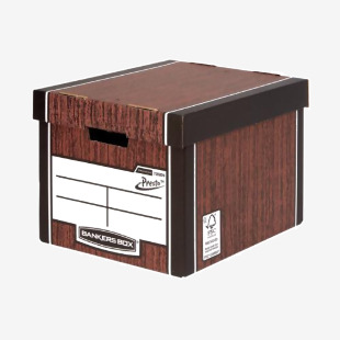 Bankers Box Premium Presto Storage Box Woodgrain (Pack of 10) 7260501 BB725