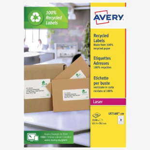 Avery Laser Label Recycled 21 Per Sheet Wht (Pack of 2100) LR7160-100 AV81505